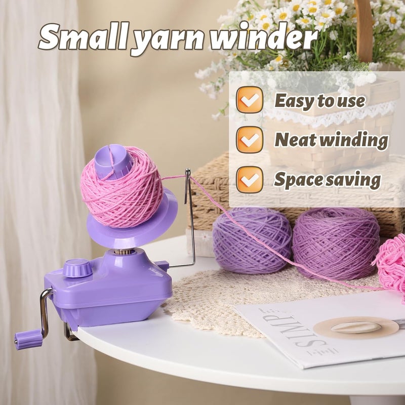 Kogyxe Yarn Winder, Yarn Ball Winder, Purple Hand-Operated Roller 3 Rolls of Crochet Yarn for Crocheting, The Helper for Knitting Lovers - Image 4